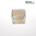 2017 Hot Selling Yellow Coating Square Acrylic Cosmetic Jar for Cream